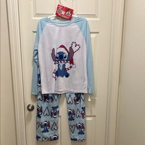 Disney Stitch Women’s Pajamas - Blue and White